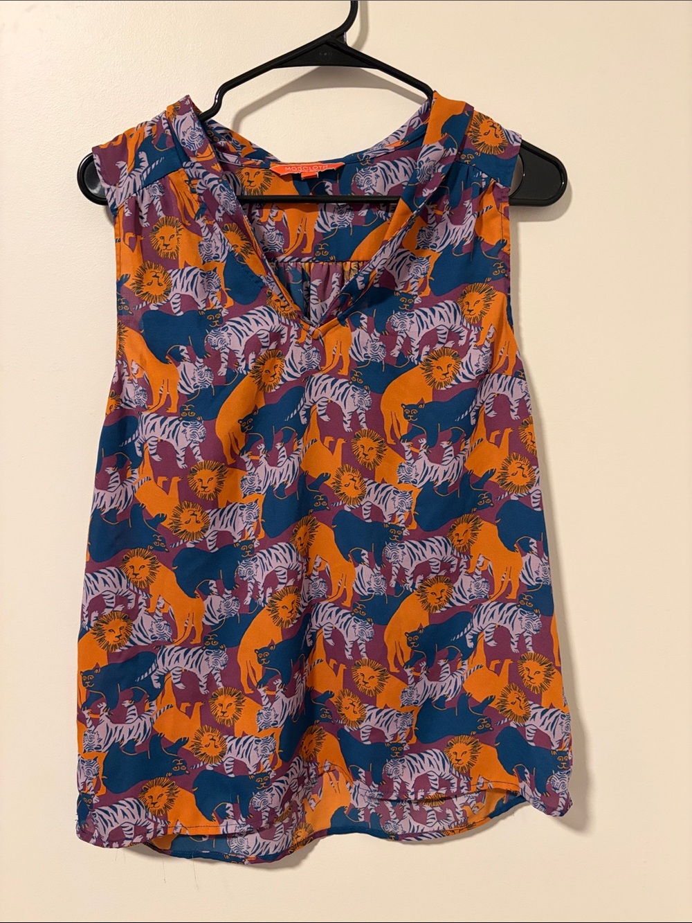 ModCloth Novelty Print Lion Tiger Collared Blouse Size M